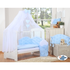 Bedding set 5-pcs bumper cases mosquito-net tullee - Chic blue