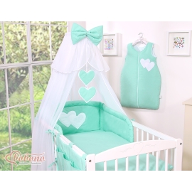 Bedding set 5-pcs- Hanging Hearts mint