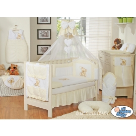 Bedding set 5-pcs z mosquito-net- Teddy Bear with bow white