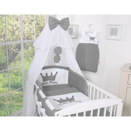 Bedding set 5pcs with mosquito-net- Little Prince/Princess anthracite