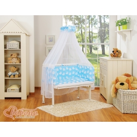 Bedding set 6pcs for bedside cot FABIO- Basic blue owls