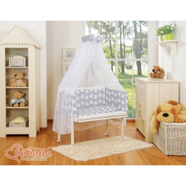 Bedding set 6pcs for bedside cot FABIO- Basic Gray owls