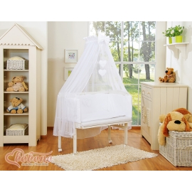 Bedding set 6pcs for bedside cot FABIO- Hanging hearts white
