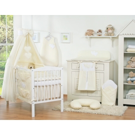 Bedding set 7-pcs with canopy- Hanging Hearts cream
