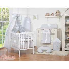 Bedding set 7-pcs with canopy- Hanging Hearts Gray