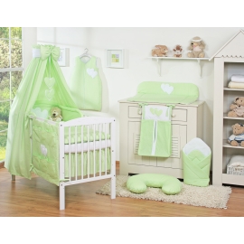 Bedding set 7-pcs with canopy- Hanging Hearts green