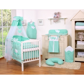 Bedding set 7-pcs with canopy- Hanging Hearts mint