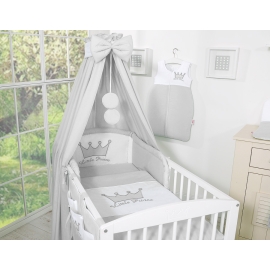 Bedding set 7-pcs with canopy- Little Prince/Princess gray