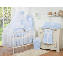 Bedding set 7-pcs with mosquito-net- Hanging Hearts blue checkered