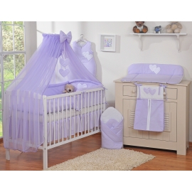 Bedding set 7-pcs with mosquito-net- Hanging Hearts lilac