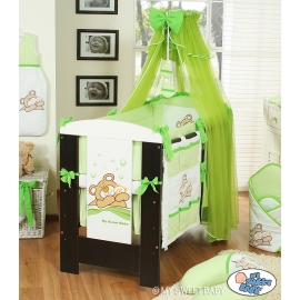 Bedding set 7-pcs with Mosquito-net (L60)- Teddy Bear Barnaba green