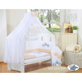 Bedding set 7-pcs with mosquito-net- Owls beige