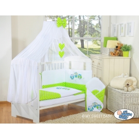 Bedding set 7-pcs with mosquito-net- Owls green