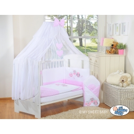 Bedding set 7-pcs with mosquito-net- Owls pink