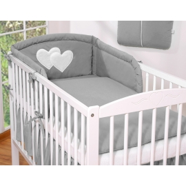 Bedding set for Baby Bed 2-pcs- Hanging Hearts anthracite