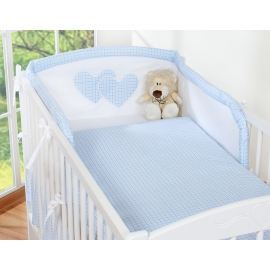 Bedding set for Baby Bed 2-pcs- Hanging Hearts blue checkered