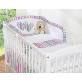 Bedding set for Baby Bed 2-pcs- Hanging Hearts lilac stripes