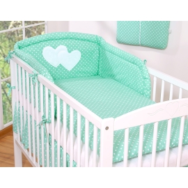 Bedding set for Baby Bed 2-pcs- Hanging Hearts mint dots