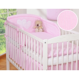 Bedding set for Baby Bed 2-pcs- Hanging Hearts pink stripes
