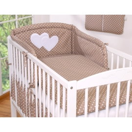 Bedding set for Baby Bed 2-pcs Hanging Hearts white dots on brown