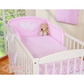 Bedding set for Baby Bed 2-pcs- Hanging Hearts white dots on pink