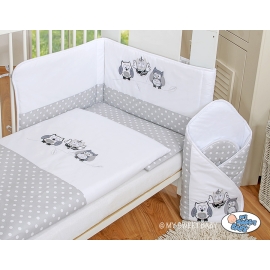 Bedding set for Baby Bed 2-pcs- Owls Gray-black