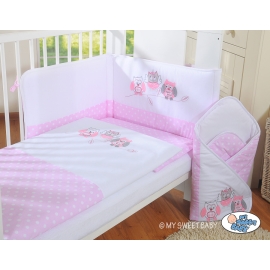 Bedding set for Baby Bed 2-pcs- Owls pink
