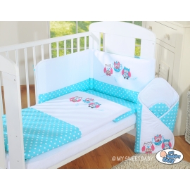 Bedding set for Baby Bed 2-pcs- Owls turquoise
