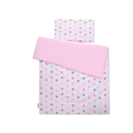 Bedding set for Baby Bed 2-pcs - stars gray - pink /pink