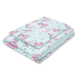 Bedding set for Baby Bed 2-pcs- unicorn mint
