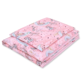 Bedding set for Baby Bed 2-pcs- unicorn pink