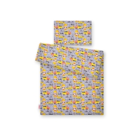 Bedding set for Baby Bed 2-pcs - yellow excavators