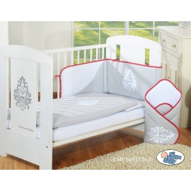 Bedding set for Baby Cot 3-pcs- Glamour Gray-red