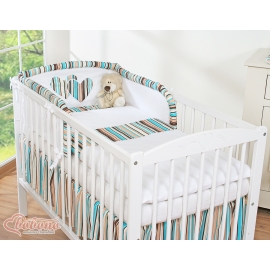Bedding set for Baby Cot 3-pcs- Hanging Hearts brown stripes