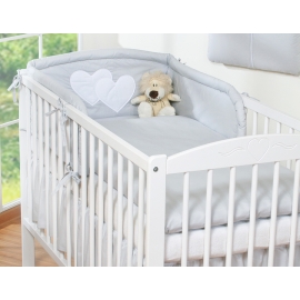 Bedding set for Baby Cot 3-pcs- Hanging Hearts Gray