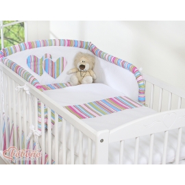 Bedding set for Baby Cot 3-pcs- Hanging Hearts lilac stripes