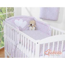 Bedding set for Baby Cot 3-pcs- Hanging Hearts little pink flowers