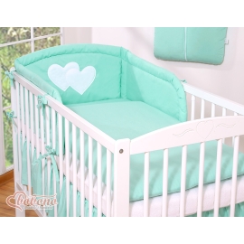 Bedding set for Baby Cot 3-pcs- Hanging Hearts mint