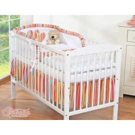 Bedding set for Baby Cot 3-pcs- Hanging Hearts orange stripes