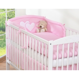 Bedding set for Baby Cot 3-pcs- Hanging Hearts pink
