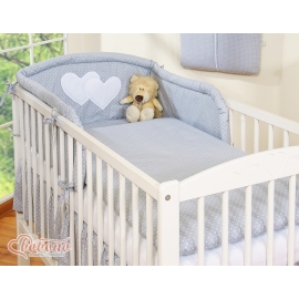 Bedding set for Baby Cot 3-pcs- Hanging Hearts white polka dots on Gray