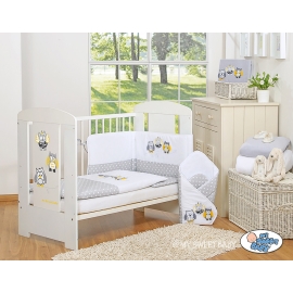 Bedding set for Baby Cot 3-pcs- Owls Gray-yellow