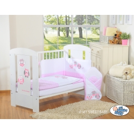 Bedding set for Baby Cot 3-pcs- Owls pink