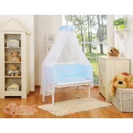 Bedside cot with mattress and bedding set Basic chevron blue