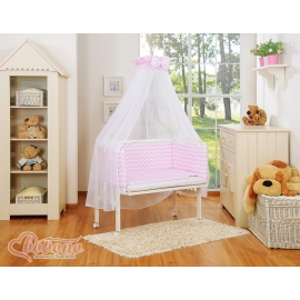Bedside cot with mattress and bedding set Basic chevron pink