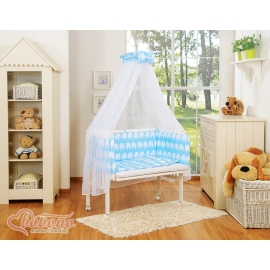 Bedside cot with mattress and bedding set Basic elephants blue