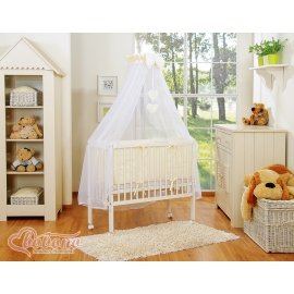Bedside cot with mattress and bedding set Hanging Hearts cream