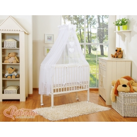 Bedside cot with mattress and bedding set Hanging Hearts white