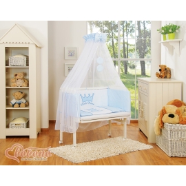 Bedside cot with mattress and bedding set Little Prince/Princess blue