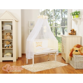 Bedside cot with mattress and bedding set Little Prince/Princess cream